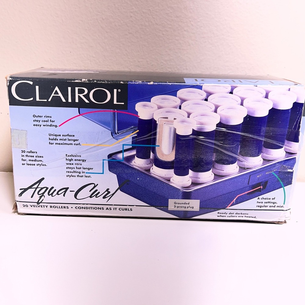 Clairol K-40 Aqua-Curl Steam Hairsetter Blue 20 Velvety Rollers Vintage 1992 - Picture 2 of 16